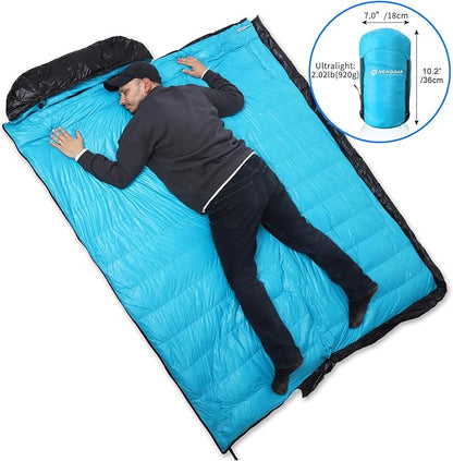 NewDoar Urltra-Light Camping Sleeping Bag 800FP White Goose Sown Spring Summer Outdoor Autumn Mummy Sleeping Bag for Hiking Tent