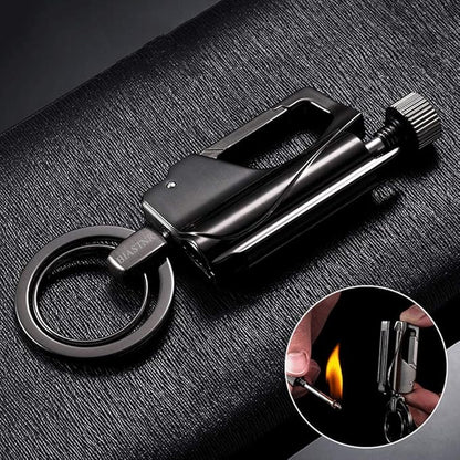Permanent Match, Metal Forever Match Keychain Lighter, Waterproof Flint Matchstick Fire Starter for Outdoor Camping Emergency Survival, black