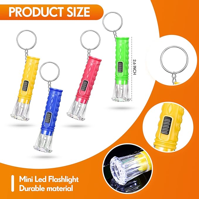 Jexine 100 Pcs Mini Flashlight Keychain Bulk Assorted Colors Torch Keyring Flashlights LED Keychain Flashlights Small Keychain Light Hiking Camping Christmas Party Favors (Classic)
