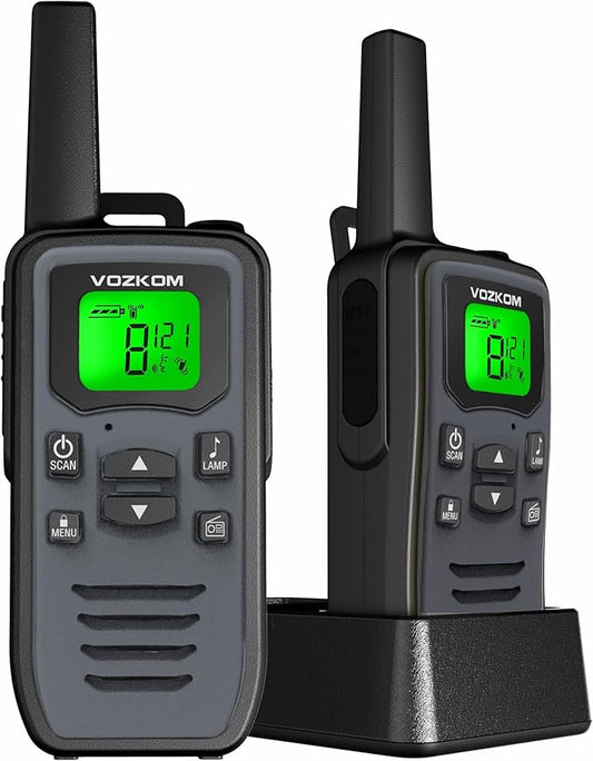 Long Range Gray Walkie talkies, 2 Way Radio Rechargeable, Camping Walky Talky for Adults, Survial Kits and Equipment, 50 Channel 142 Privacy Codes, & NOAA Weather Scan