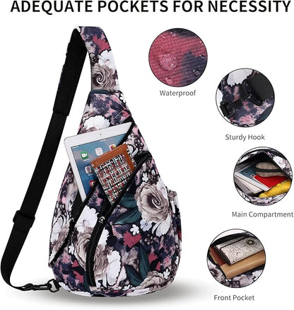 HUA ANGEL Crossbody Sling Bag for Men & Women Lightweight Waterproof Chest Shoulder Bag for Travel Hiking & Everyday Use