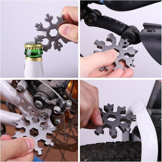 12 Pieces Snowflake Multi Tool Stainless Steel 18-in-1 Snowflake Screwdriver Multitool Bottle Opener Wrench Mens Gifts for Christmas