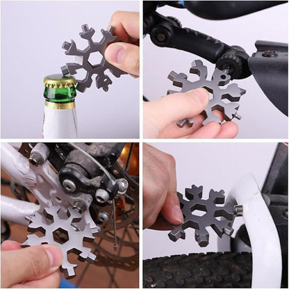 12 Pieces Snowflake Multi Tool Stainless Steel 18-in-1 Snowflake Screwdriver Multitool Bottle Opener Wrench Mens Gifts for Christmas