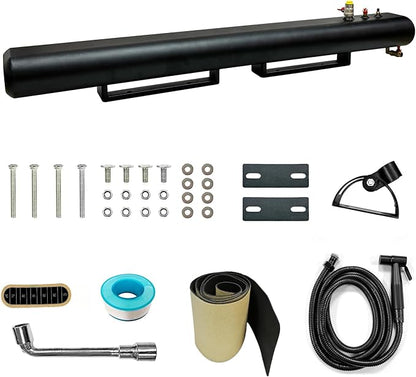 Water Tank with Camping Shower 8-Gallon Aluminum Off Road Shower for Overlanding Portable Water Storage Mount on Roof Rack Mount for Vehicles,Trucks,SUV Black