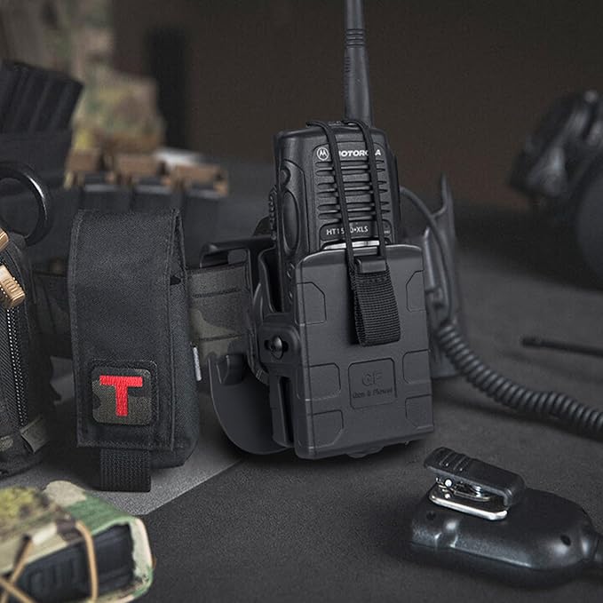 Gun & Flower Universal Tactical Radio Holster for Two-Way Walkie Talkies, Radio Pouch for Motorola, Kenwood, HYTERA Many Types, Law Enforcement Accessories, Adjustable Storage with 1 Pack