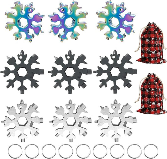 18 in 1 Snowflake Multitool,Stainless Steel Snowflake Tool for Key Chain/Bottle Opener/Flat Phillips Screwdriver Kit/Wrench,Snowflake Handy Tool as Gift for Father, Husband, Boyfriend at Christmas