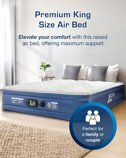 Active Era Premium 13" Queen Size Air Mattress with Advanced Support System and Built-in Electric Pump - Raised Inflatable Mattress, Guest Bed, Camping Mattress, Portable Bed for Moving & Travel