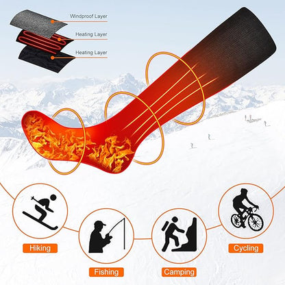 Heated Socks, Battery Rechargeable Electric Heating Socks, Thermal Warm Socks for Men Women Hiking Camping Winter Footwarmers