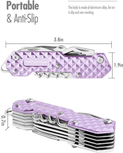 FantastiCAR 15 in 1 Multi-Tool, EDC Folding Pocket Knife with Premium Gift Box for Camping, Fishing, Hunting, Survival, or Outdoor (Purple)