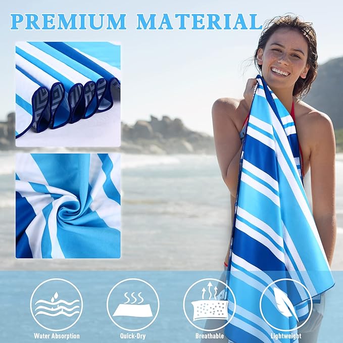 2 Pack Microfiber Beach Towel, Oversized Microfiber Pool Towel 75”x 35”, Sand-Free Beach Towel, Quick Drying Camping Towel, Super Absorbent Bath Towel Blanket, Soft Breathable and Lightweight