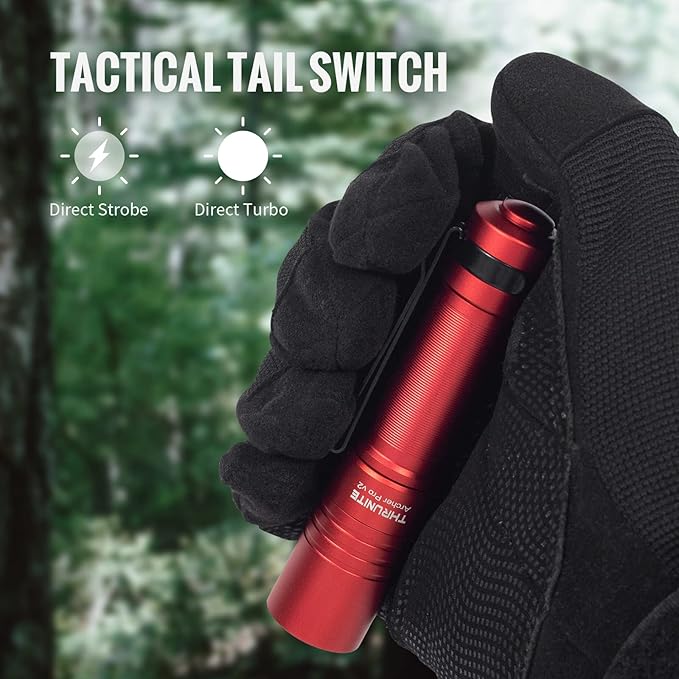 ThruNite Archer Pro V2 EDC Flashlight - 950 Lumens, USB-C Rechargeable, Tail Switch LED Penlight for Camping, Outdoor & Emergency - Cool White (Red)