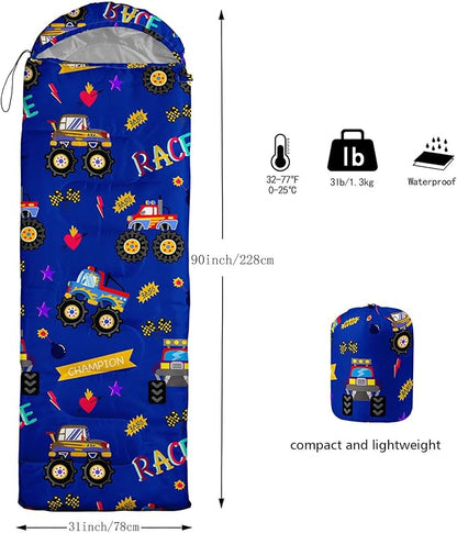 Kids Sleeping Bag for Boys Girls,Cute Puppy Print-Lightweight Warm Portable Outdoor Indoor-Waterproof Cold Weather Resistant Sleeping Bag for Camping Hiking