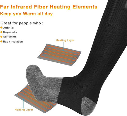 SNOW DEER Heated Socks,Men Women Electric Battery Socks Foot Warmer