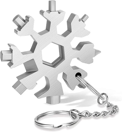 18-in-1 Snowflake Multi Tool, Gift for Boys Father/Dad Husband, Portable Stainless Multi-Tool Compact Snowflake Tool Multi Instrument Outdoor, DIY Handyman Hand Tools Christmas Gift (Sliver)