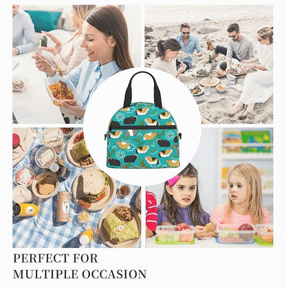 bassyil Guinea Pig Lunch Box Reusable Insulated Totes Lunch Bag Thermal Cooler Adjustable Shoulder Strap Bag For Men Women