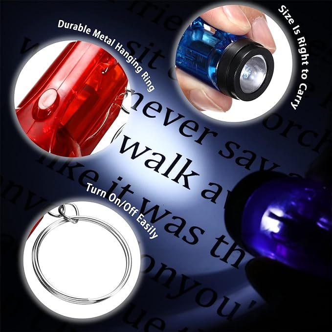 Kenning 48 Pcs Mini Flashlight Keychains Small LED Key Chains Portable Handheld Flashlight Keychains for Camping Party Favors(Fresh Color)