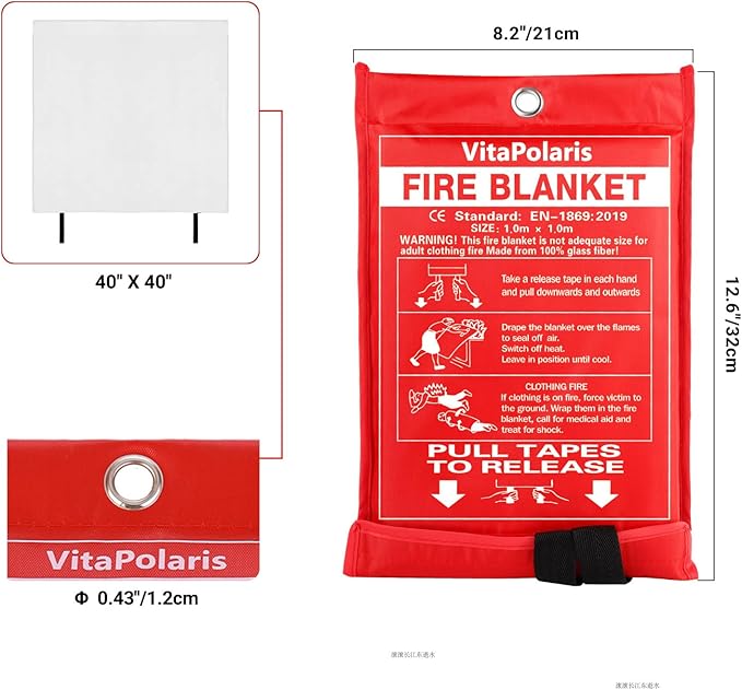 2024 Heavy-Duty Emergency Fire Blanket for Home and Kitchen - 40” x 40” Fiberglass Fire Blanket - Class K Fire Blanket for Home,Kitchen,Grill,Car (4PACK)