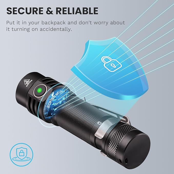 77outdoor EDC Small Rechargeable Flashlight, Sofirn SC18 1800 High Lumen Flashlight, Super Bright Pocket Light with Powerful SST-40 LED, Type C Charging Port for Camping, Emergency, Dog Walking
