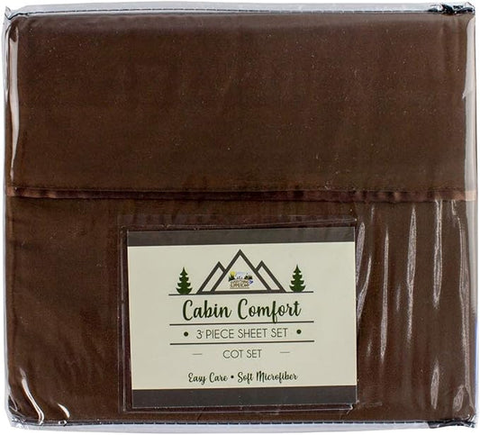 Everything Summer Camp Cabin Comfort - Cot Sheet for Camping and RV Cots - Fits All Cot Size Beds Comfortably -72 x 28 Inches - Super Soft (3 Piece Cot (Fitted, Flat, Pillowcase), Chocolate)