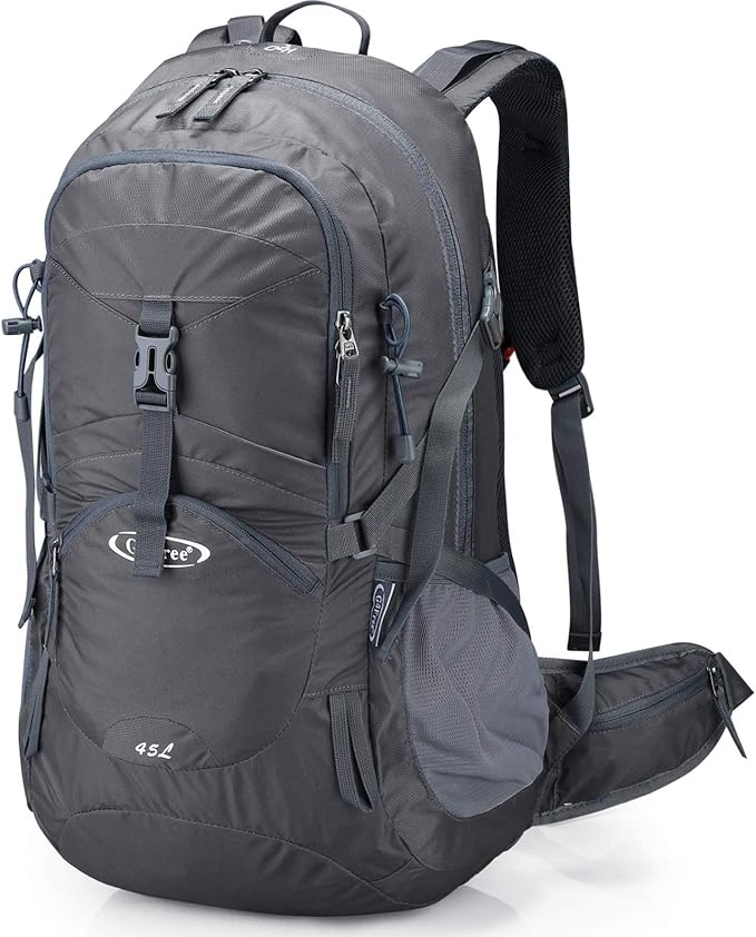 G4Free 45L Hiking Travel Backpack Waterproof with Rain Cover, Outdoor Camping Daypack for Men Women