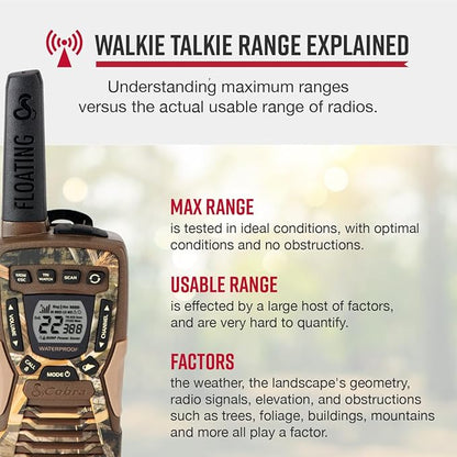 Cobra ACXT1035R FLT CAMO Walkie Talkies 37-Mile Two-Way Radios with Rewind-Say-Again (Pair)