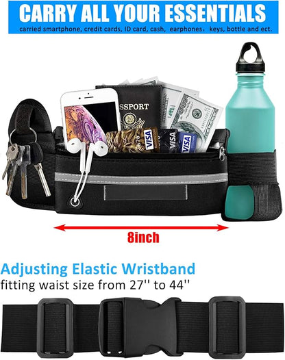 Running Lights with 3 in 1 Fanny Pack, 1000Lumens Super Bright COB Light of Headlamp, Wrist Flashlight, Waist Light with Adjustable Large Fanny Packet for Running, Walking, Hiking at Night(3 Pack)