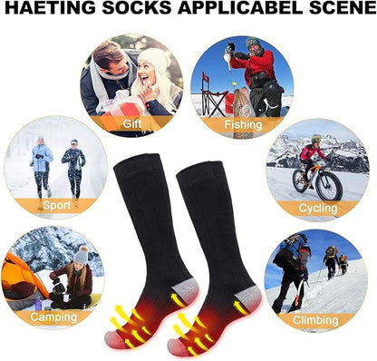 Electric Heated Socks, Upgraded Winter Rechargeable Washable Battery Heat Socks Men Women Thermal Warming Socks for Outdoor Hiking Camping Skiing Fishing Hunting Mountaineering