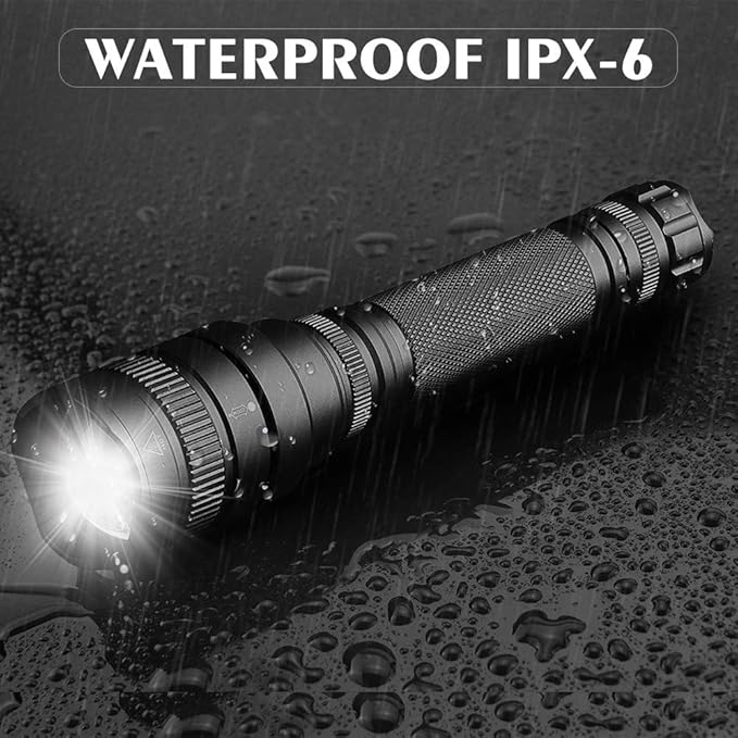 LUXNOVAQ LED Flashlight Powerful Super Bright Flashlight, High Lumen Zoomable Tactical Flashlights Waterproof Hand Torch Light with 5 Modes for Camping
