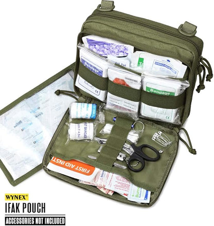 WYNEX Tactical Molle Admin Pouch of Laser Cut Design, Utility Pouches Molle Attachment Military Medical EMT Organizer with Map Pocket EDC EMT Pack IFAK Tool Holder Universal U.S.A Patch Included