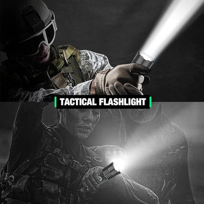 Tactical Flashlight XHP50.2 LED, 8000 Lumens, 5000mAh Battery Included, Rechargeable, Zoomable, Water Resistant, Non-slip grip, Pocket-Sized, Impact resistant, Overcharge protection