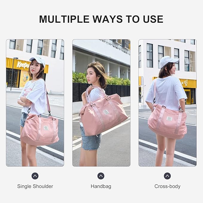 Sport Travel Duffle Large Gym Tote for Women, Weekender Carry on for Airplane, Ladies Beach Overnight Waterproof Luggage With Wet Bag