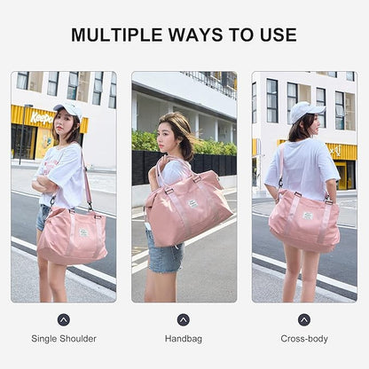 Sport Travel Duffle Large Gym Tote for Women, Weekender Carry on for Airplane, Ladies Beach Overnight Waterproof Luggage With Wet Bag