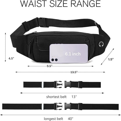 SINNO Large Crossbody Fanny Pack for Women Men Belt Bag With 4-Zipper Pockets for Travel Running Hiking Workout Dog Walking Outdoors Sport Fishing Waist Pack Bag Carrying All Phones