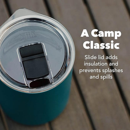 MiiR, Camp Cup, Vacuum Insulated, Splash Proof Press-Fit Slide Lid, Stainless Steel Construction, Tidal Blue, 12 Oz