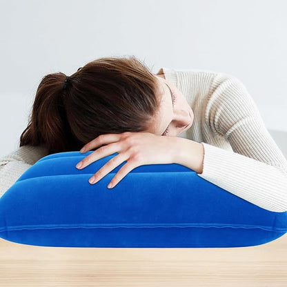 2 Pack Ultralight Inflatable Camping Pillows for Sleeping & Travel, Camp Pillow Backpacking for Sleeping, Inflatable Beach Ergonomic Pillows for Camping Hiking Home Sleeping (Blue+Gray)