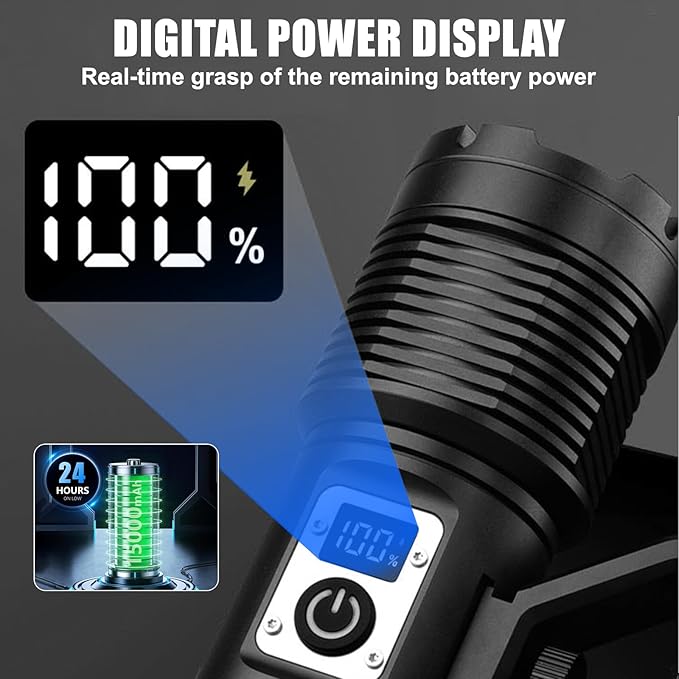 Flashlights High Lumens, Rechargeable Flashlights with Cob Light, 13500 Lumen Super Bright Flashlight, Flash Light with 11 Modes, 10000mAh Flashlight Rechargeable for Outdoors