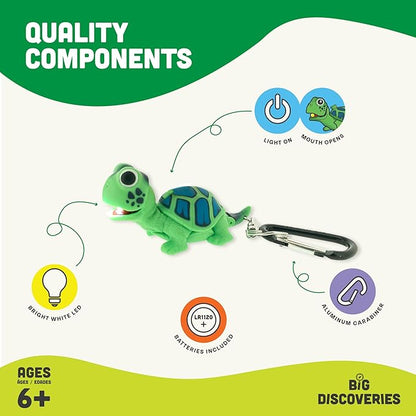 Big Discoveries WildLight Animal Carabiner Flashlight - Fun Mini Keychain Flash Lights for Kids, Nurses, Camping