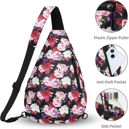 HUA ANGEL Crossbody Sling Bag for Men & Women Lightweight Waterproof Chest Shoulder Bag for Travel Hiking & Everyday Use