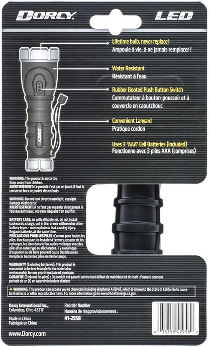 Dorcy 120-Lumen Weather Resistant LED Flashlight with Non-Slip Grip and Nylon Lanyard, Assorted Colors (41-2958) (Pack of 2)