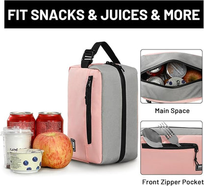 MIER Freezable Snack Bags Small Frozen Mini Cooler Lunch Bag Freezer Insulated Pouch for Kids Adults Work School Travel On-the-go, Pink/Grey