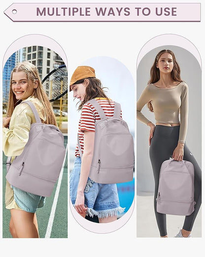 Gym Backpack for Women, Gym Bag with Shoe Compartment, Waterproof Lightweight Sports Yoga Travel Backpack with Wet Pocket, Pink