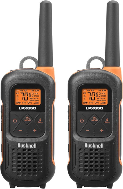 New Bushnell LPX650 Walkie Talkies - Waterproof Long Range Two Way Radios, IP67 Rugged Floating Design, USB-C Rechargeable - Equipped for Wherever Life Takes You (2 Pack)