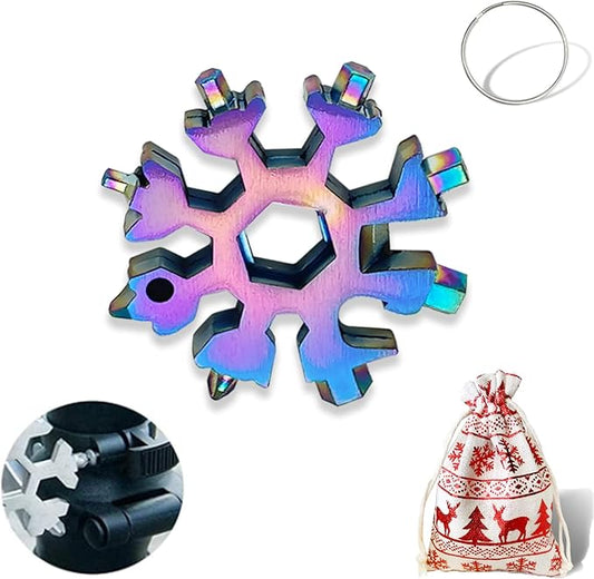 18-in-1 Snowflake Multi Tool Portable Stainless Steel Snowflake Bottle Opener/Flat Phillips Screwdriver Kit/Wrench Tools for Outdoor Camping Tool ,Christmas Gift (Colorful1 PACK)
