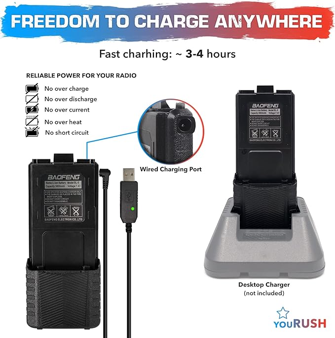 Baofeng accessories Set Baofeng UV-5R Battery 3800mAh, USB Charging Cable, Baofeng Antenna, Baofeng Programming Cable, Radio Pouch, Speaker Mic compatible Baofeng UV5R BF-F8HP UV-5X3