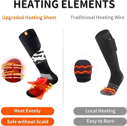 Heated Socks for Men Women - OIGOGOI 5000mAh Rechargeable Electric Heated Socks Foot Warmers 3 Heating Settings with APP Remote Control for Skiing Hiking Camping Running Fishing