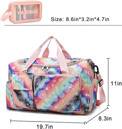 Small Gym Bag for Women, Travel Duffle Bag Carry On Weekender Bag with Shoe Compartment