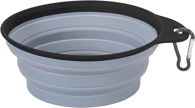 Stansport Collapsible Silicon Travel Bowls - 2 Pack, Grey and Blue, Large