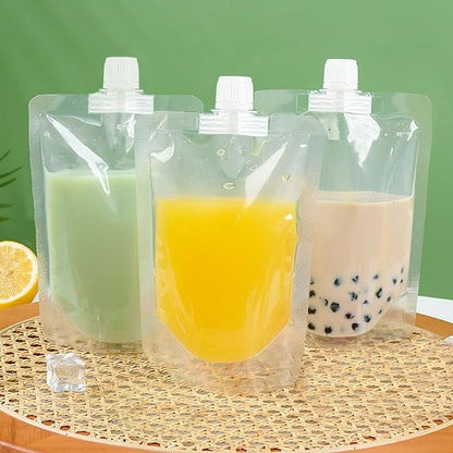 10PCS Plastic Flasks - Reusable Drink Bags, Leak-Proof Drink Pouches, BPA-Free for Travel, Outdoor Sports, Concerts, Events (16OZ - 10PCS + 2 Funnels)