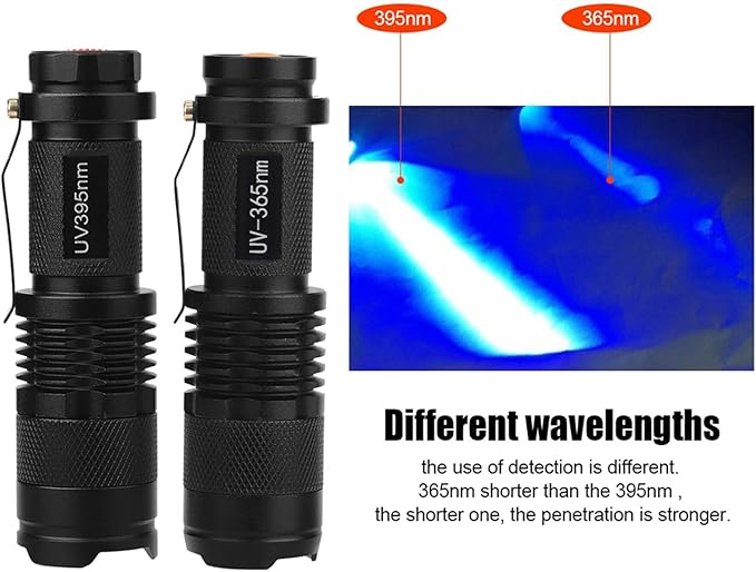 LED Torch Battery Powered, UV Ultra Flashlight Blacklight Light Inspection Lamp Torch 395/365 nM, for Power Cut, Camping, Dog Walking(365nm)