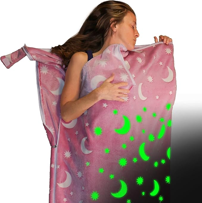 Fleece Sleeping Bag Liner Cold Weather-Glow In The Dark with UV Flashlight-Camping sleeping bag Liner for Cold Weather Sleeping Bag-Travel Sleeping Bag -Compact Sleeping Bag Or Ultralight Sleeping Bag